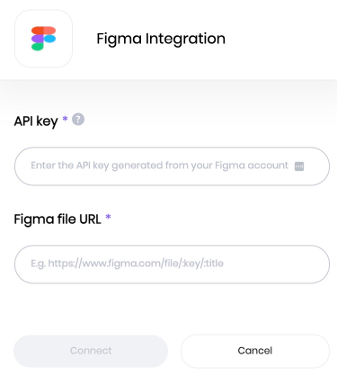 A closeup image of the Figma account connection form.