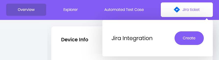 Select Jira ticket and then Create in Session Overview