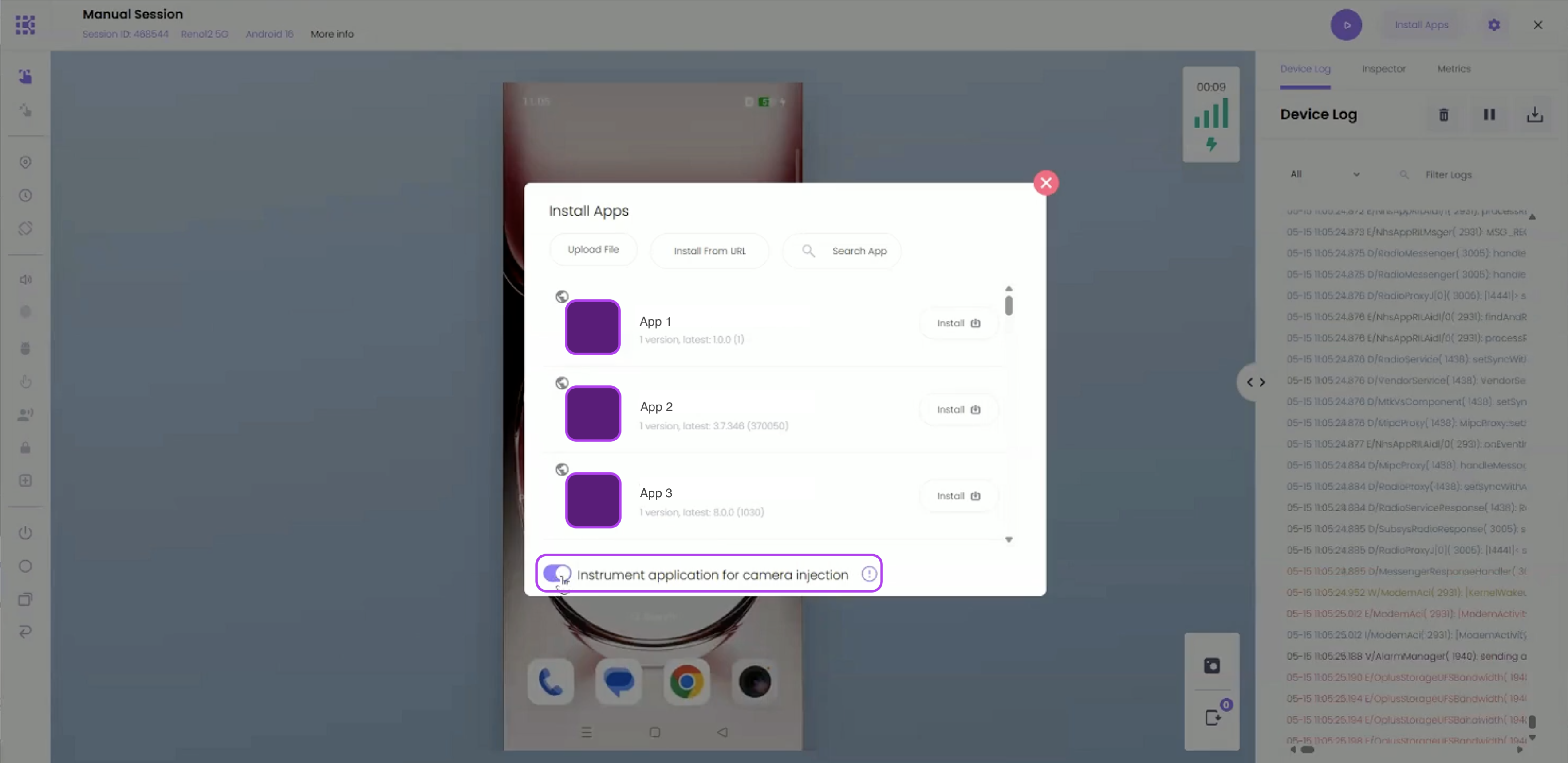 Toggle for auto-instrumentation in the Install app window