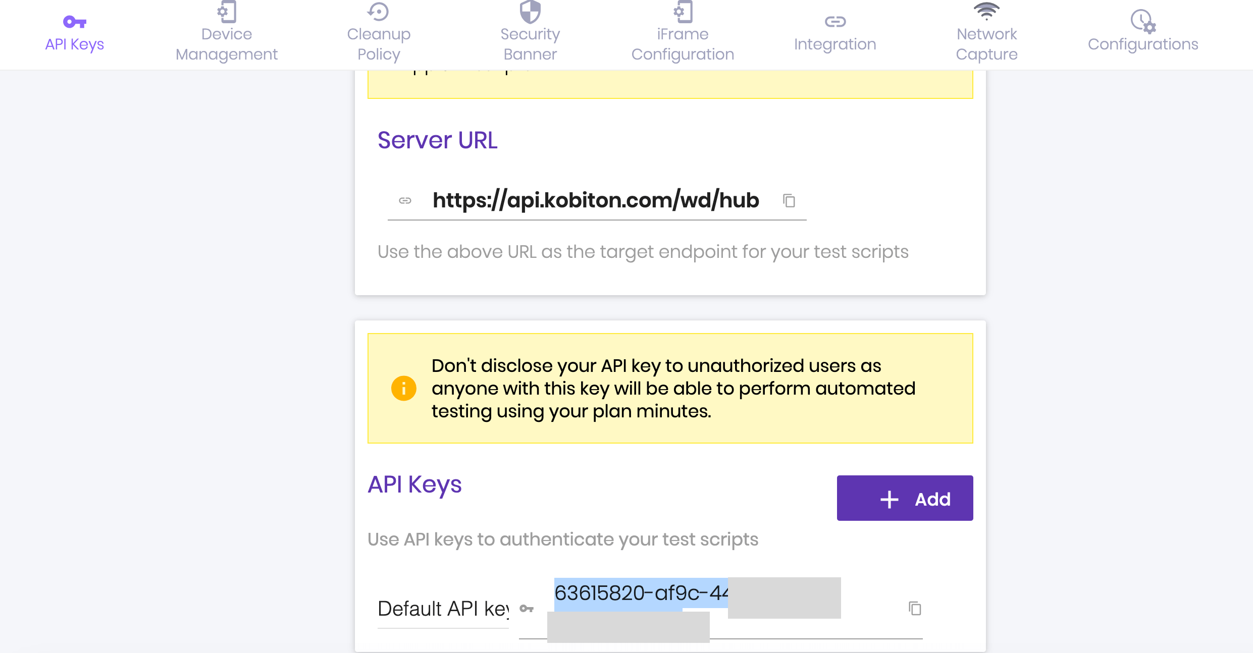Note down the API Key