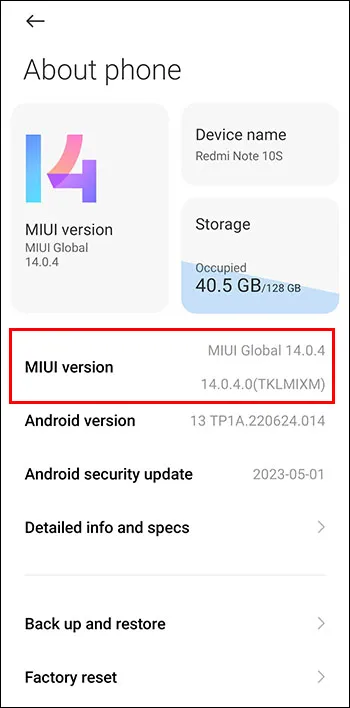 Taping on MIUI version field several times