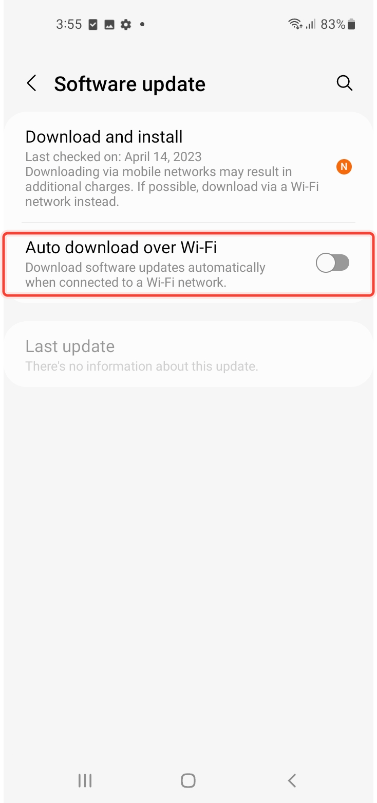 Disabling Auto download over wifi in Software Update