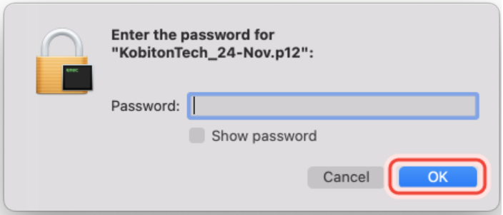 Enter Password for Kobiton