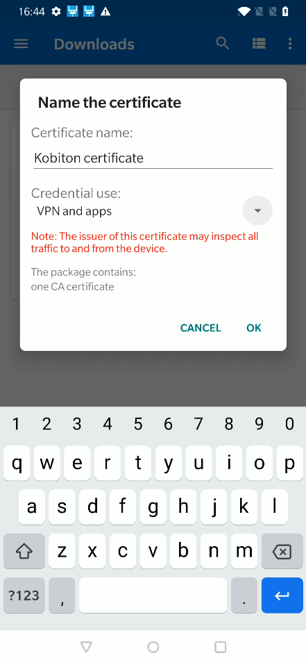 Choose Certificate name and select OK