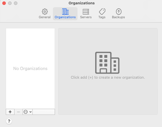 The Organizations tab under Apple Configurator Settings