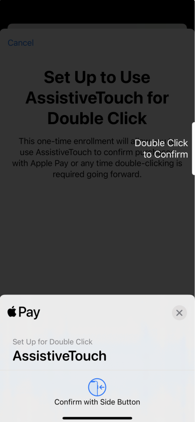 The prompt to double click the device side button