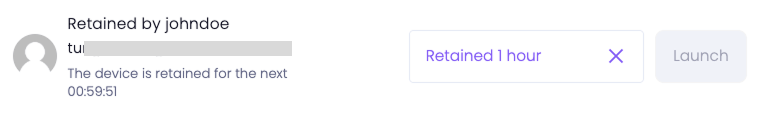 A status showing that the device is retained for 1 hour with the cancel retain button
