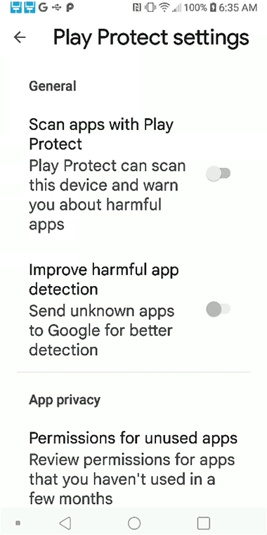 Confirm Turn off app scanning? 2