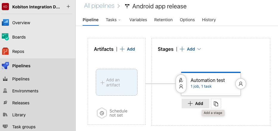 Add or edit a stage in the release pipeline