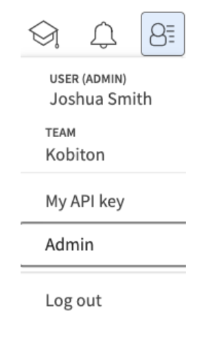 Selecting the User icon and then choosing the Admin option