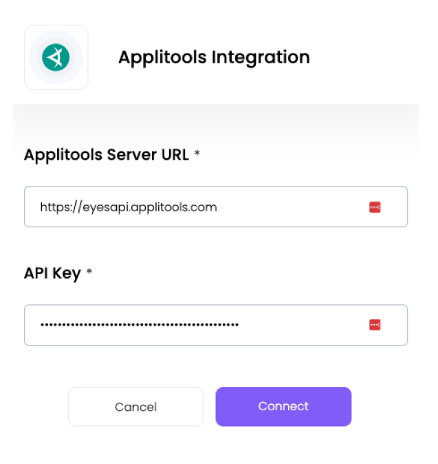 Entering the API key copied in the earlier steps