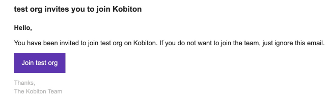 A user click join the kobiton org via email
