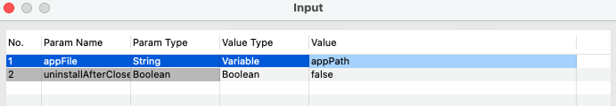 Configuring local app path using variable input for appFile in test input.
