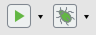 Toolbar buttons to run or debug a test case in Katalon Studio.