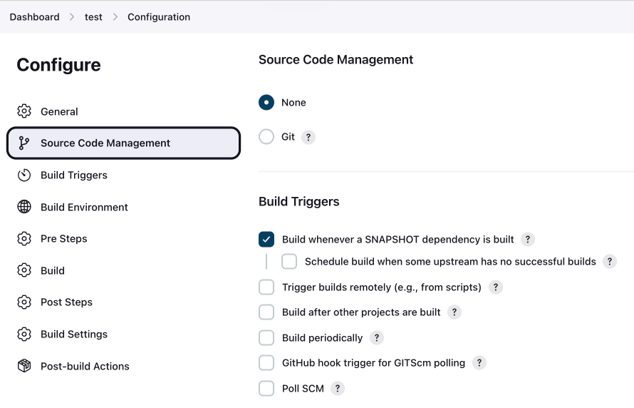 select Source Code Management tab