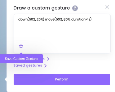 Select the star icon to save the custom gesture