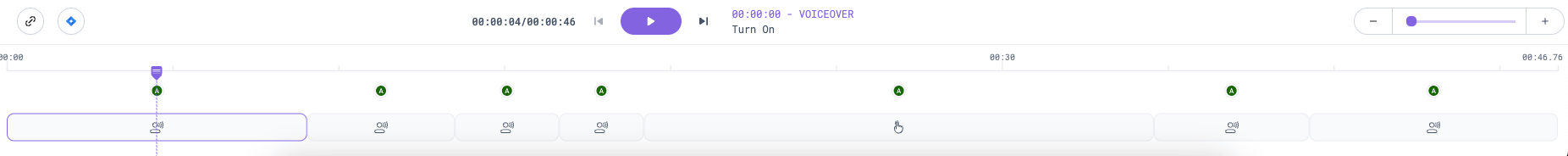 Session timeline showing recorded VoiceOver gestures and screen reader accessibility events